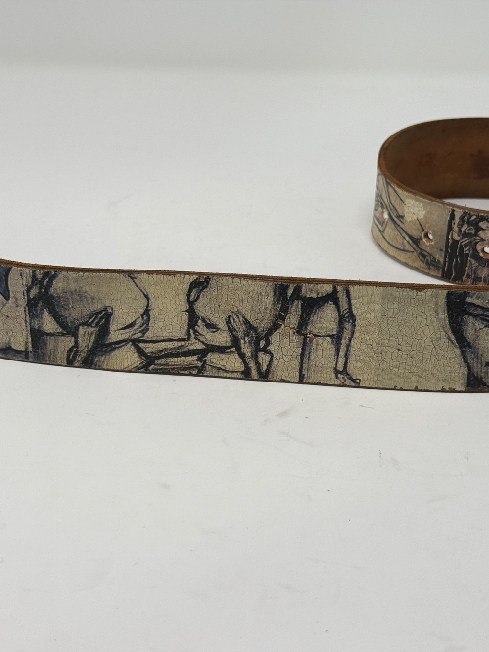 Hans Haveron Leather Art Belt Sketch Graphic Streetwear Wide Buckle. Size 36 - Picture 7 of 8